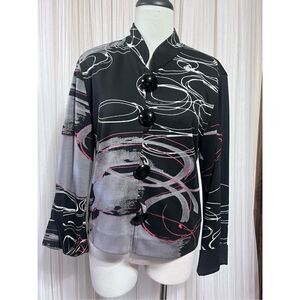 Caroline Rose Long Sleeve Abstract Knit Blazer Jacket Size XS